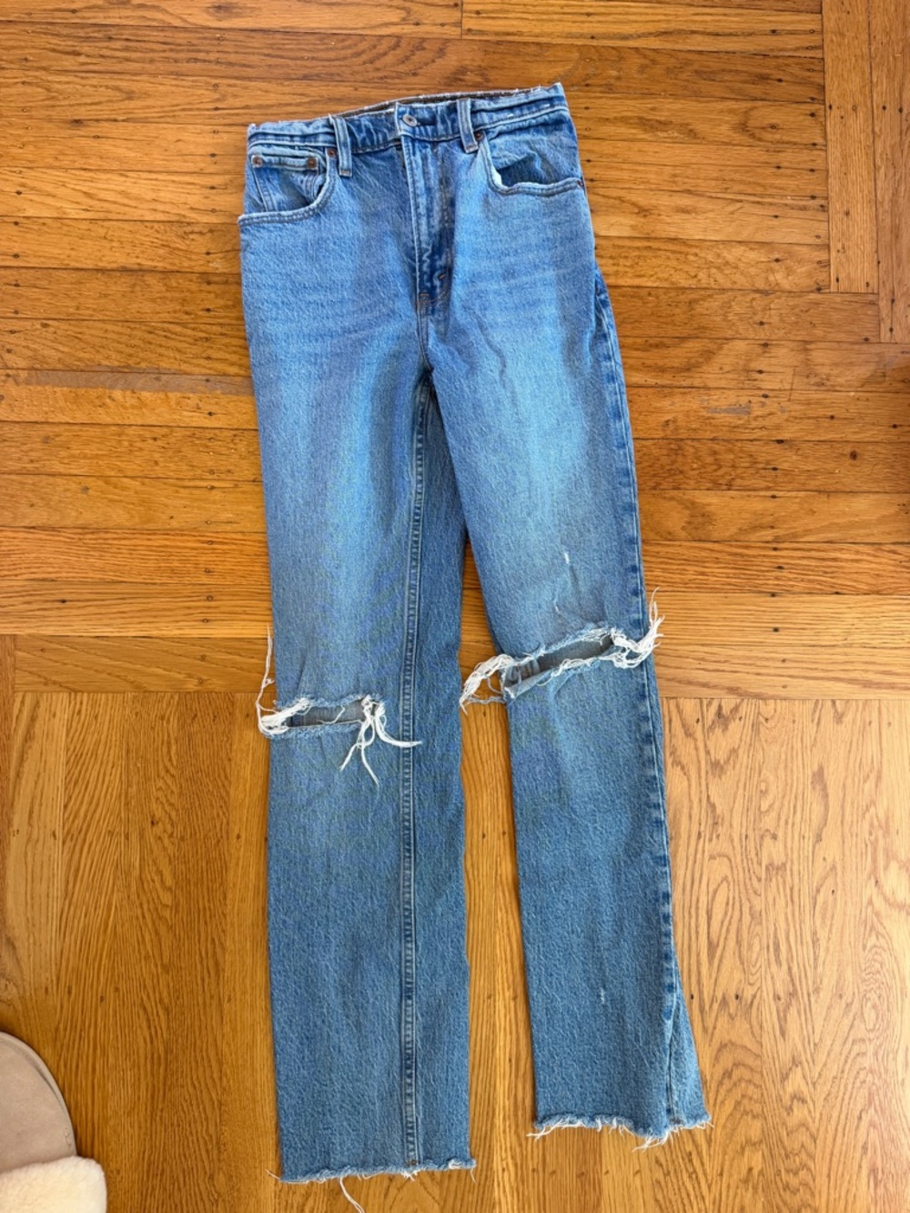 Abercrombie & Fitch Light Blue Straight-Leg Distressed Jeans